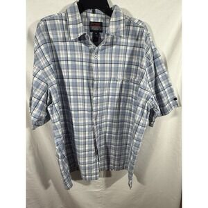 FUBU 3xl Light Blue Plaid‎ Short Sleeve Shirt